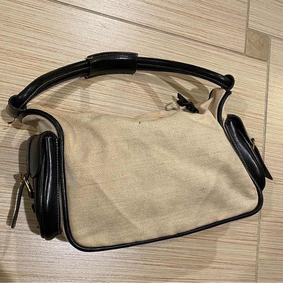 Vintage MiuMiu Woven Canvas Saddle Handbag